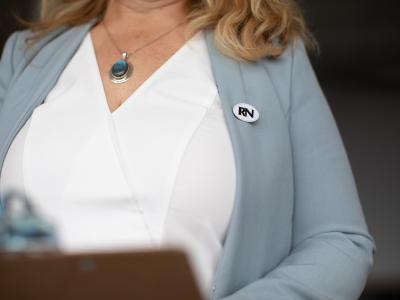 Nurse with RN pin