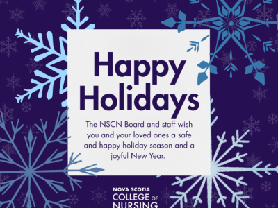 happy holidays from nscn text with snowflakes 