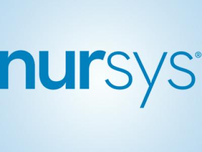 nursys logo text in blue